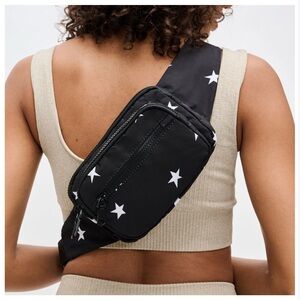 Black Star-Patterned Belt Bag